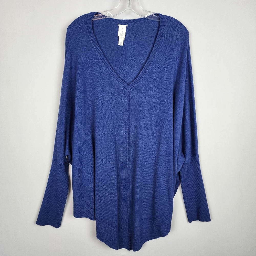 Wynne Layers Blue Shirt with Batwing Sleeves Sz Petite XL